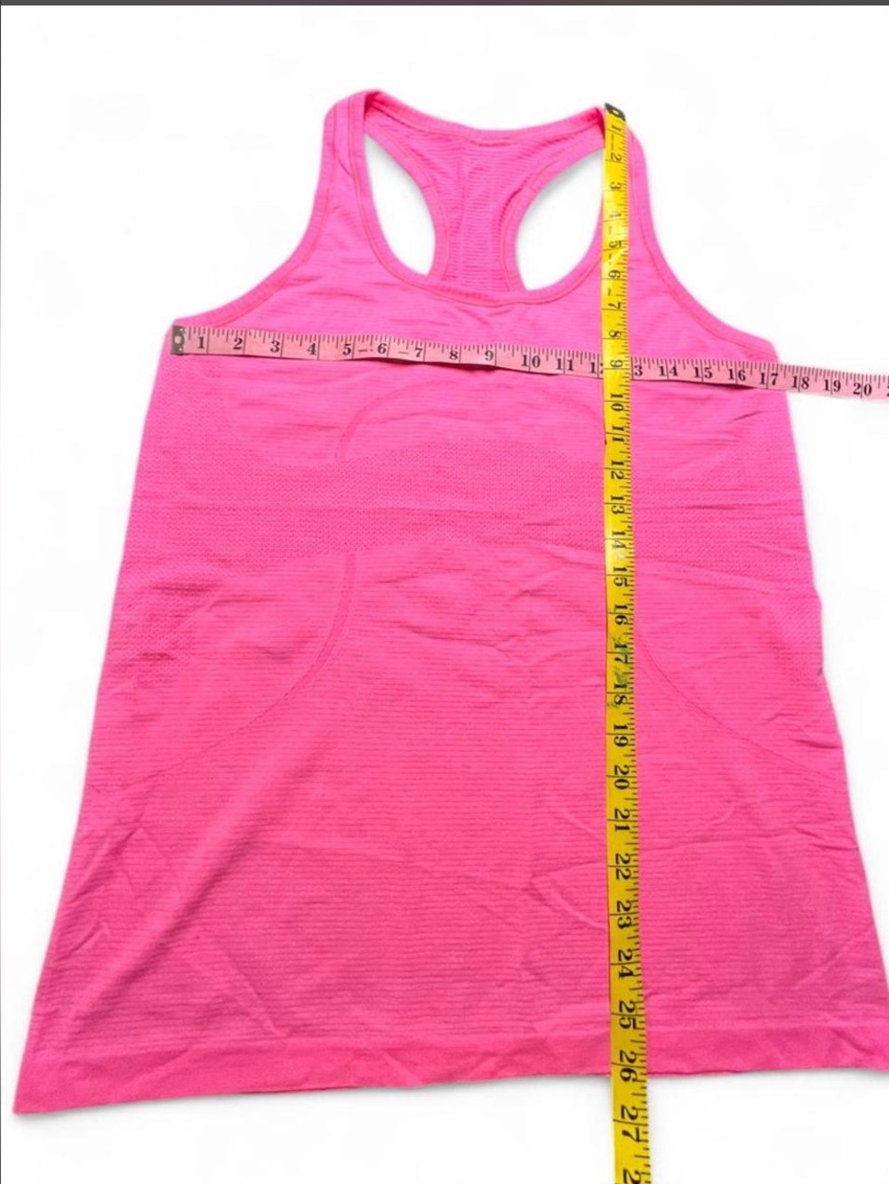 Lululemon Pink Tank with encouraging inscription on hem, 10